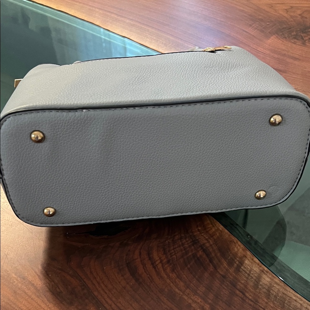 Gray Leatherette Top-Handle Satchel - Picture 5 of 8